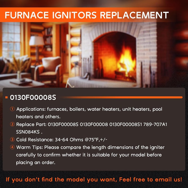 Replizo Upgraded 0130F00008S Furnace Ignitors Replacement for Goodman Hot Surface Ignitor, Round Silicon Nitride Hot Surface Igniters replace 0130f00008 0130f00008S1 789-707A1 SSN084KS with Plug - Image 5